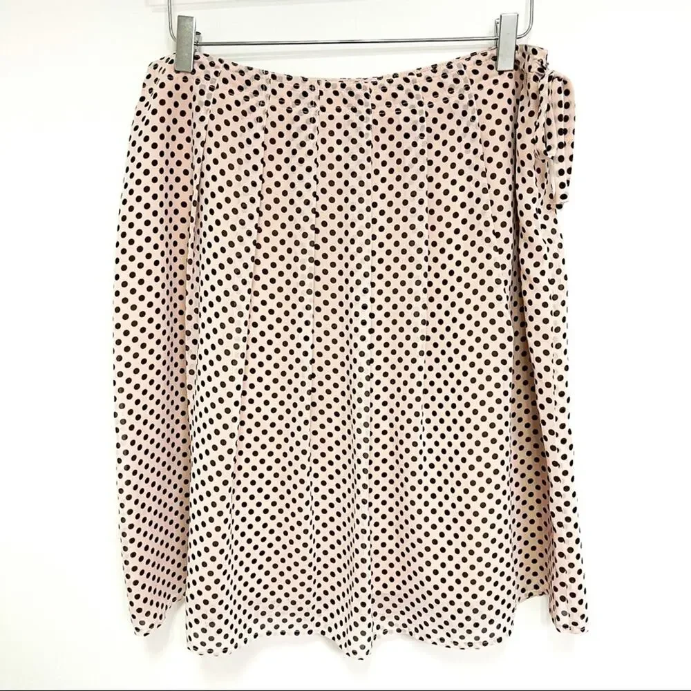 LOUBEN Skirt Size 14 Polka Dot Tie Waist Business Career Work Casual Size Zipper